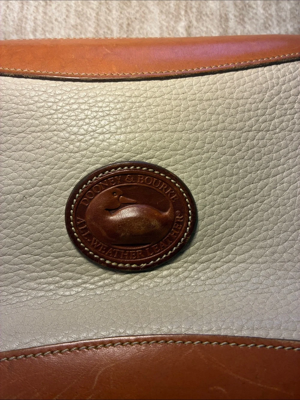 Dooney & Bourke Cream‎ Pebbled Leather Crossbody with Tan Trim